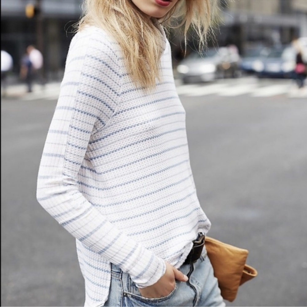 Free People Striped Thermal Drippy Long Sleeve Top
